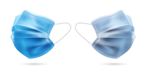 蓝色医用口罩逼真3d口罩隔离图片下载