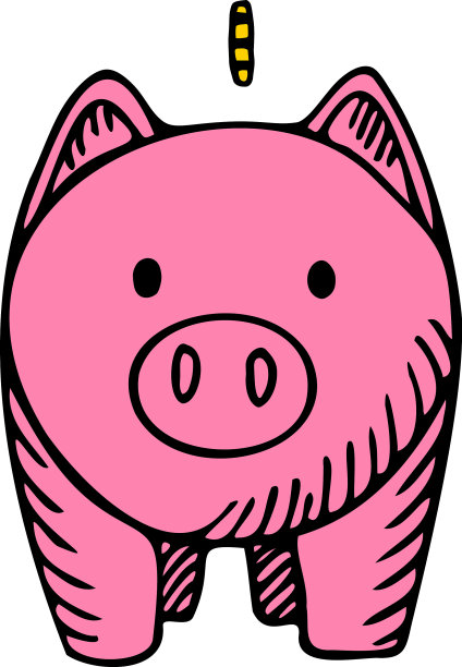 粉红色的存钱罐孤立在白色的背景盒上图片下载