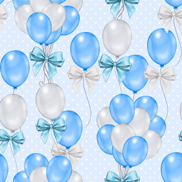 水彩可爱的气球无缝图案图片下载