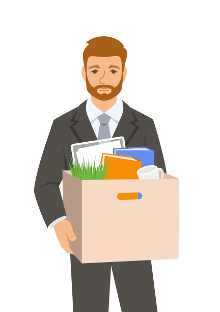 悲伤的失业被解雇的人拿着装满东西的箱子图片下载