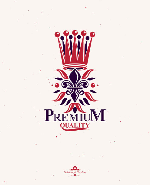 维多利亚彩色徽章，由百合和君主王冠组成。御品质奖矢量设计元素，商业标签。图片下载