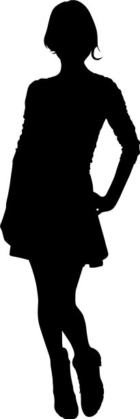 黑色轮廓的苗条女孩与短图片下载