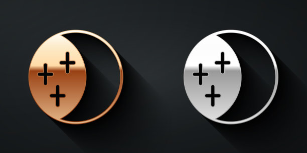 金色和银色的日蚀图标孤立图片下载