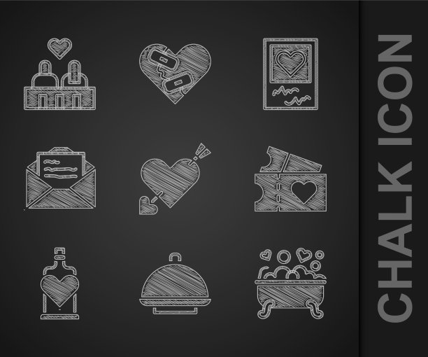 用心形和箭头覆盖的托盘设置恋情图片下载