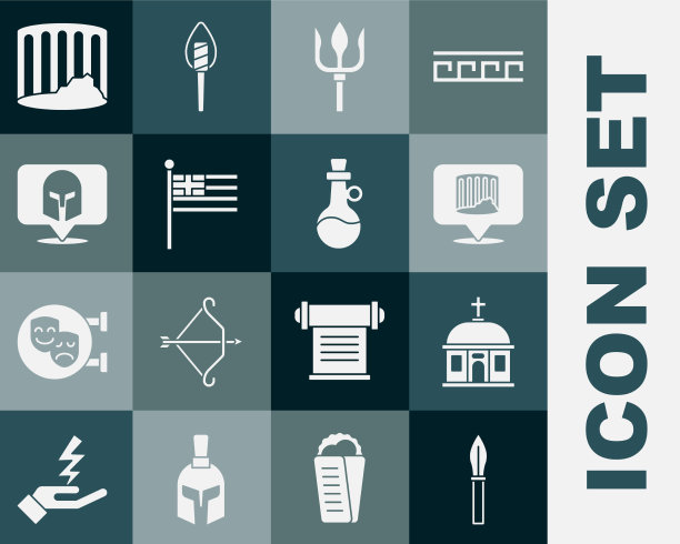 设置中世纪矛圣托里尼古建筑图片下载