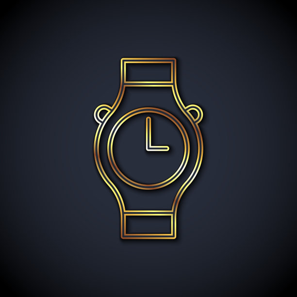 金线腕表图标孤立在黑色上图片下载