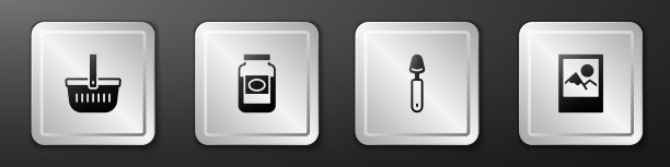 设置野餐篮子，果酱，坛子勺子和相框图片下载