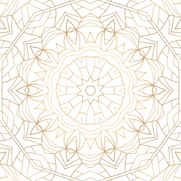 金色几何抽象背景上的白色。图案用于装饰和设计，对称的金色图案图片下载