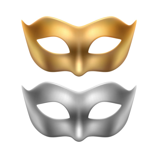 3d逼真的金色银色嘉年华脸图片下载