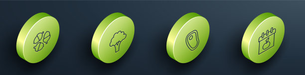 设等距线橡子西兰花牛排肉和图片下载