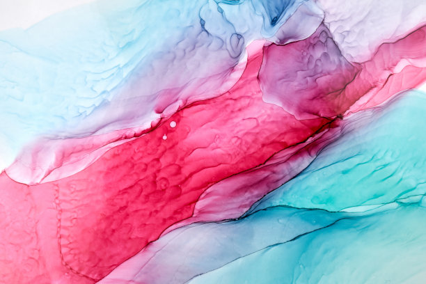 蓝色粉红色墨水抽象背景，大理石纹理，流体艺术图案壁纸，油漆混合水下波浪斑点和污渍图片下载