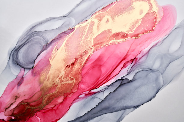 彩色油墨奢华抽象背景，金色粉色大理石纹理，流动艺术图案壁纸，水下颜料混合图片下载
