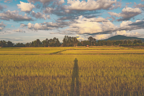 日落的天空和乡村背景的云图片下载