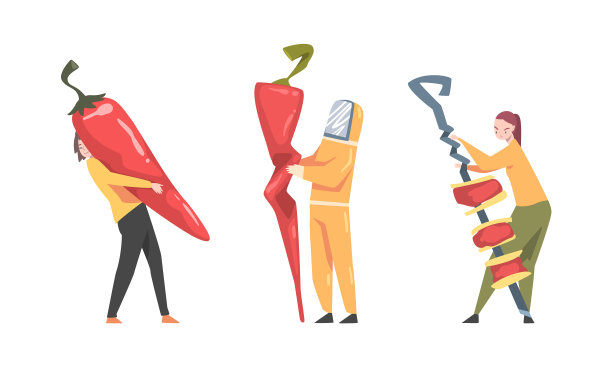 男人和女人拿着大辣椒和图片下载