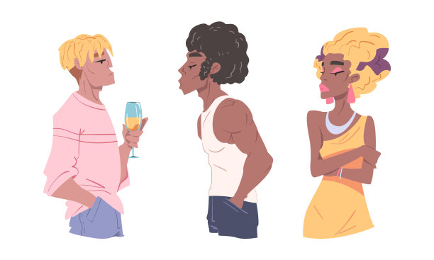 男人和女人脸上都带着高傲的表情图片下载