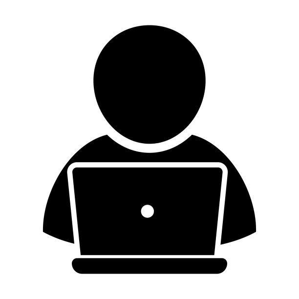 用户与计算机矢量图标工作，与笔记本电脑图标的人。图片下载