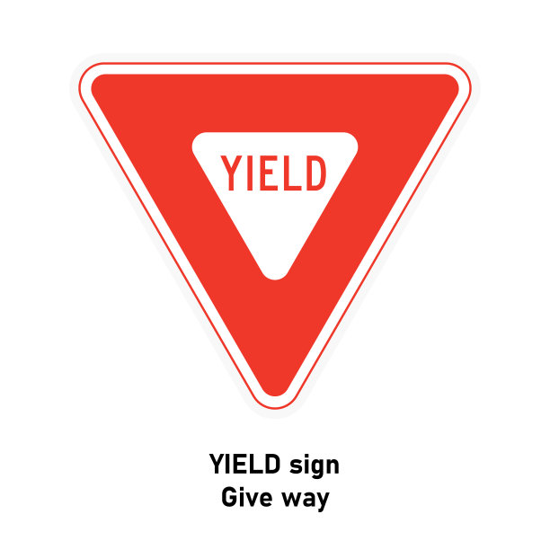 让路道路标志白色背景的交通标志图片下载