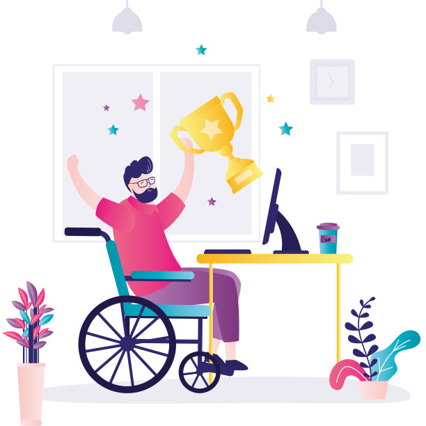 商人因得奖而高兴。领导和目标实现的概念。现代办公室内设计图片下载