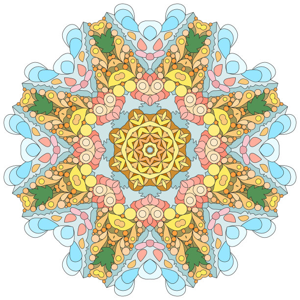 五颜六色的可爱的曼荼罗。装饰不寻常的圆形装饰。图片下载