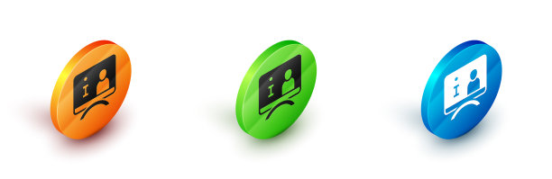 等距电视报告图标孤立在白色图片下载