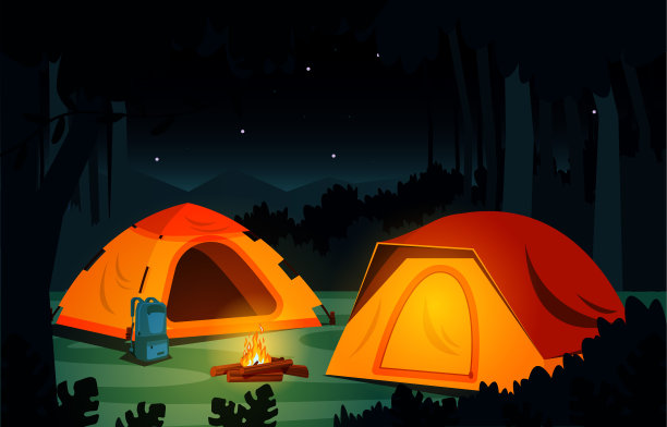 假日夜露营帐篷户外探险自然景观图片下载