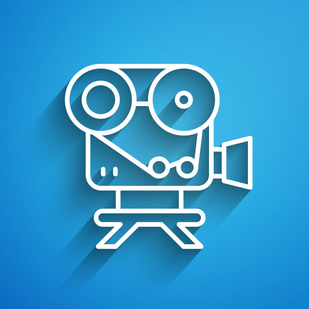 白线复古影院相机图标孤立上图片下载