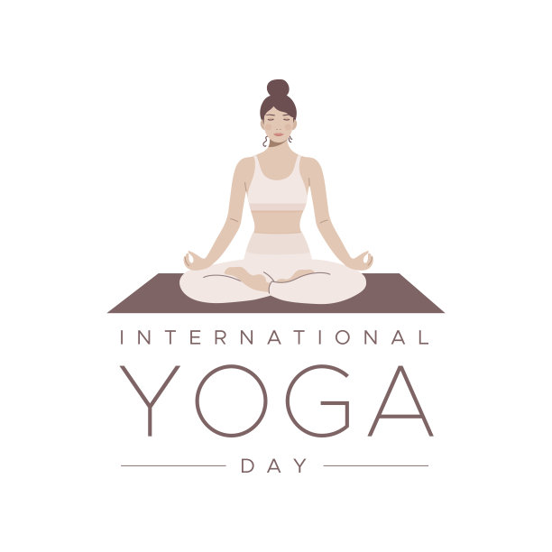 国际瑜伽的一天。闭着眼睛摆莲花姿势的女人。平衡、冷静、冥想的概念。矢量插图，平面设计图片下载