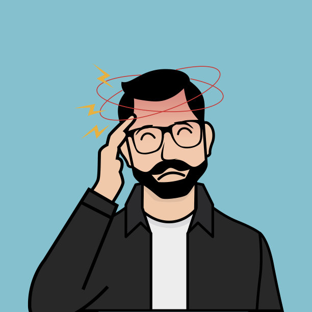 大胡子男人因为偏头痛抱头图片下载