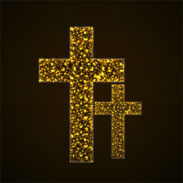 发光粒子的抽象十字，基督教符号，抽象符号图片下载