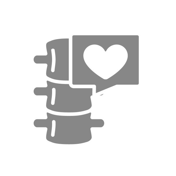 脊椎与心在聊天泡泡灰色图标。椎管的象征图片下载