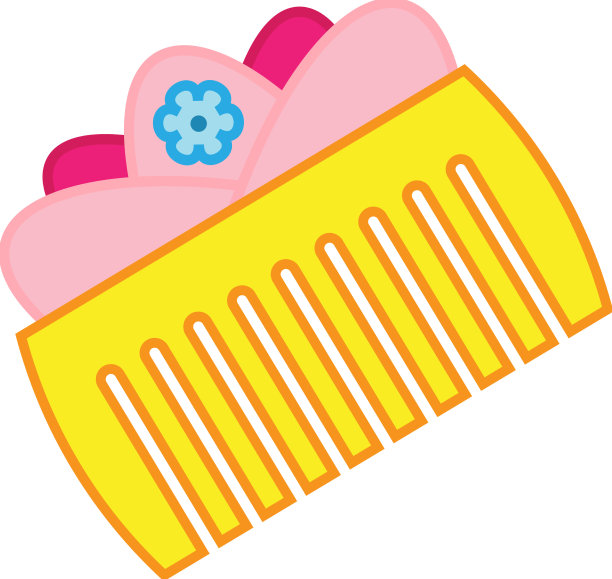 卡通头发梳粉红色发刷修剪艺术图片下载
