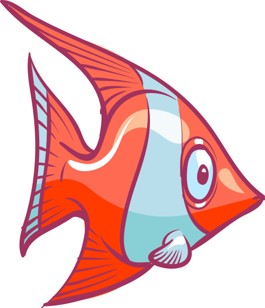 红天使鱼搞笑卡通鱼孩子水族馆图片下载