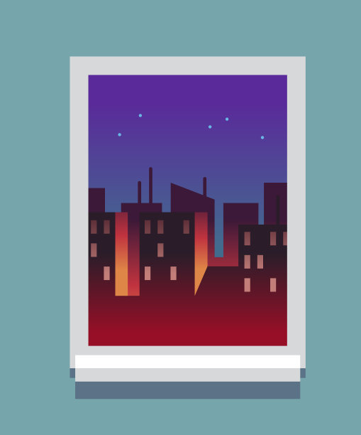 黄昏在城市的窗框看白天图片下载