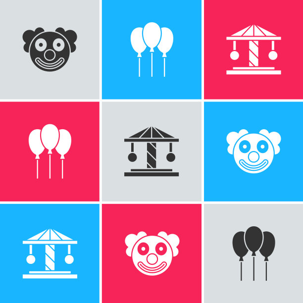 用丝带和气球设置小丑头图片下载