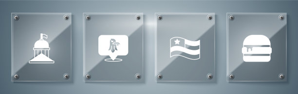 汉堡上有美国国旗、鹰和白宫图片下载