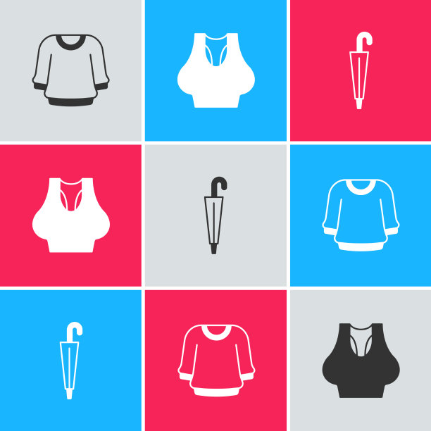 设置毛衣汗衫和雨伞图标图片下载