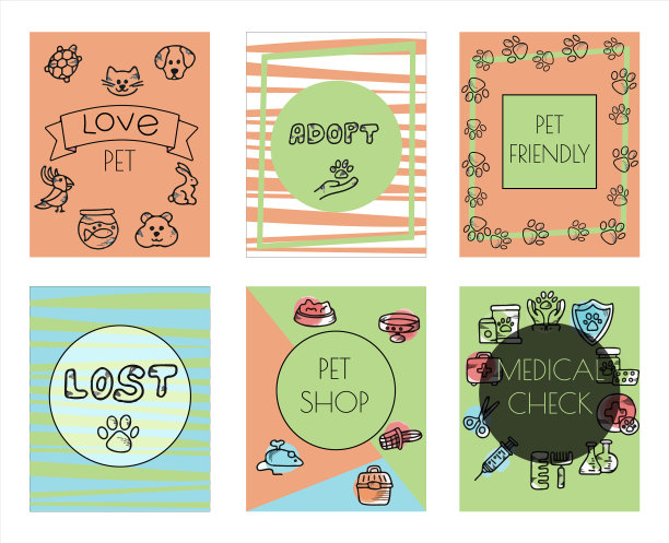 为宠物商店涂鸦宠物横幅卡片图片下载