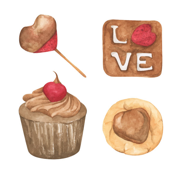 象征情人节的水彩画图片下载