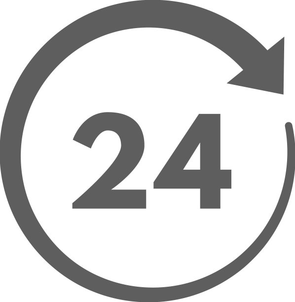 单色圆形24小时时钟箭头线条图标图片下载