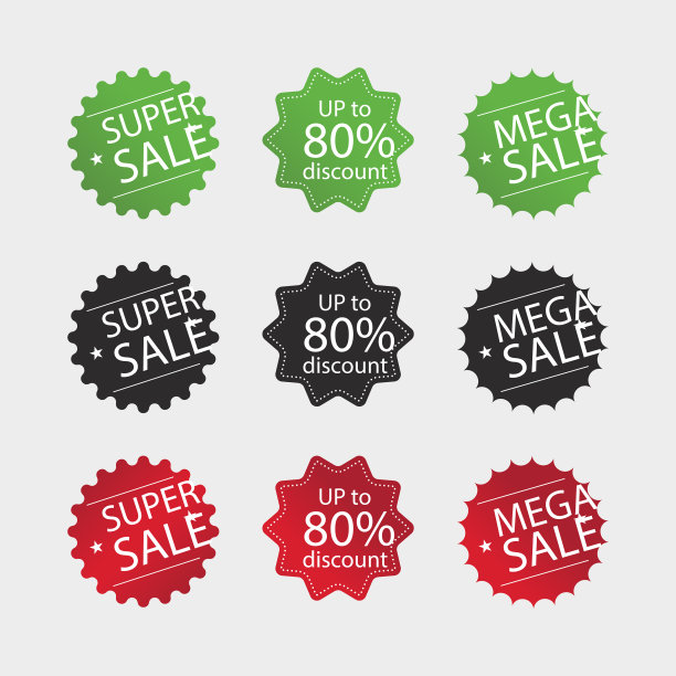 大型销售徽章与绿色黑色和红色80图片下载