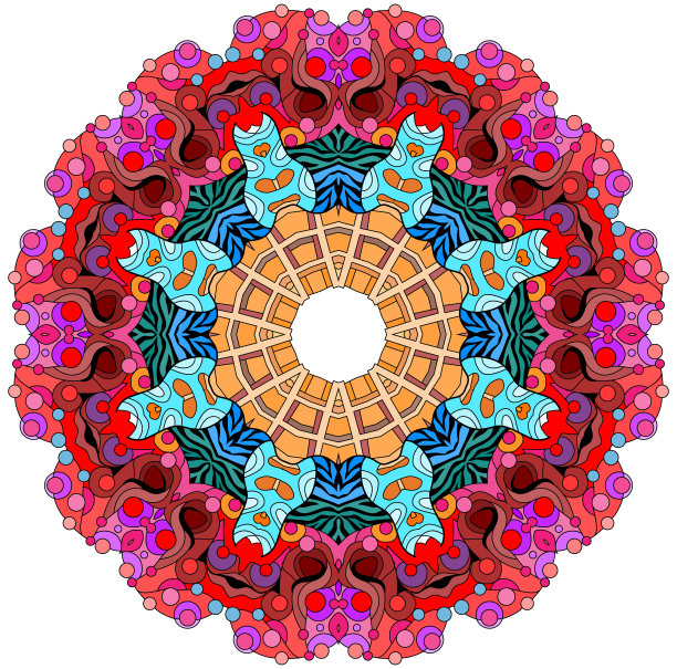 手绘zentangle曼荼罗着色页。图片下载