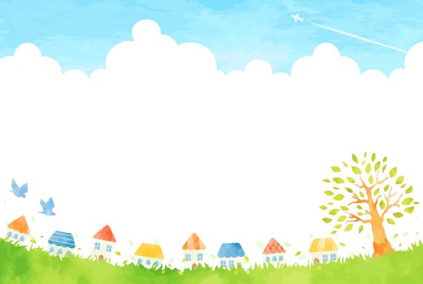 美丽的水彩小镇背景插图图片下载