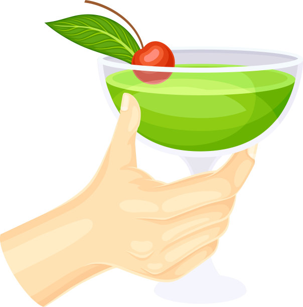 女性手捧一杯绿色鸡尾酒图片下载