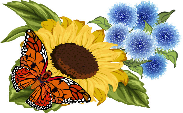 带着花和蝴蝶图片下载