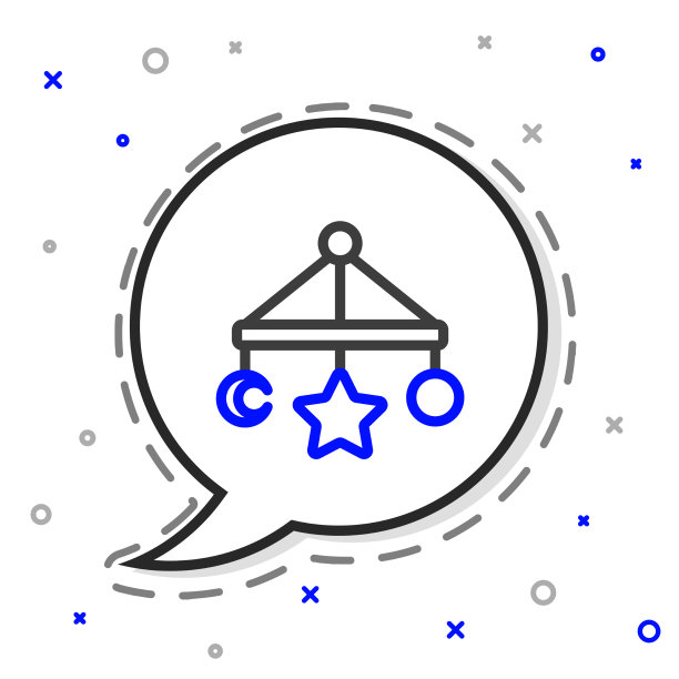 线婴儿床挂玩具图标孤立在白色图片下载
