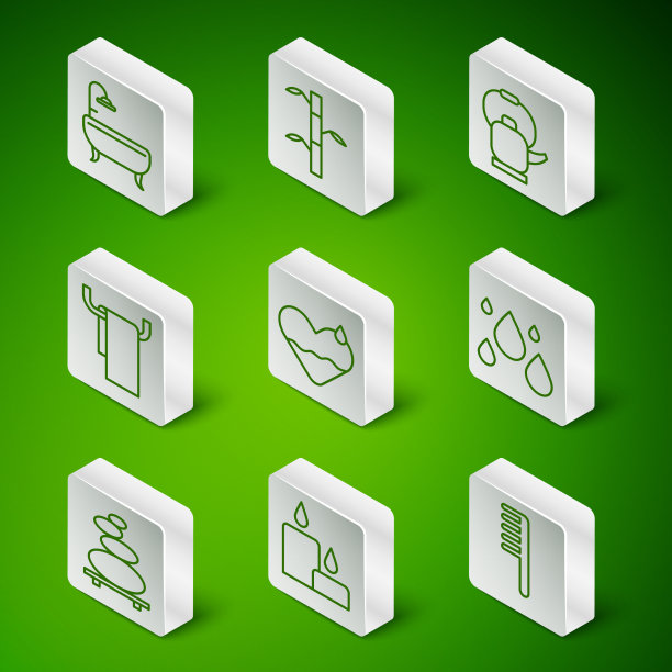 设线梳子燃烧蜡烛浴缸心图片下载