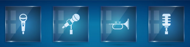 设置麦克风喇叭和方形玻璃图片下载