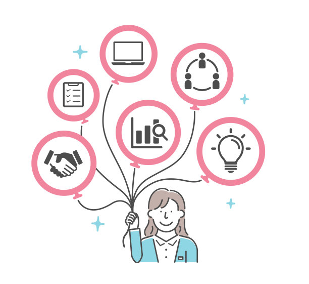 矢量插图的商业妇女与许多气球图片下载