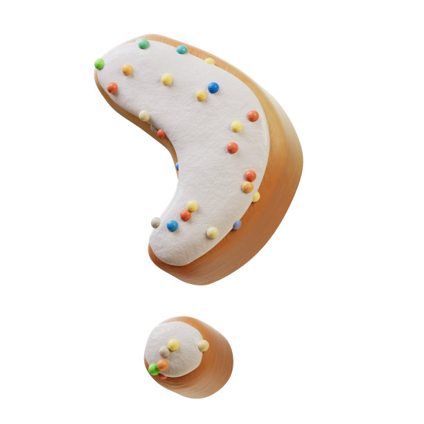 白色奶油甜甜圈字体概念的3D插图。面包店甜招牌字体。美味的标识字体?3d渲染孤立在白色背景。图片下载