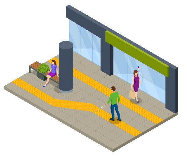 为视觉上的等距黄色触觉铺装图片下载